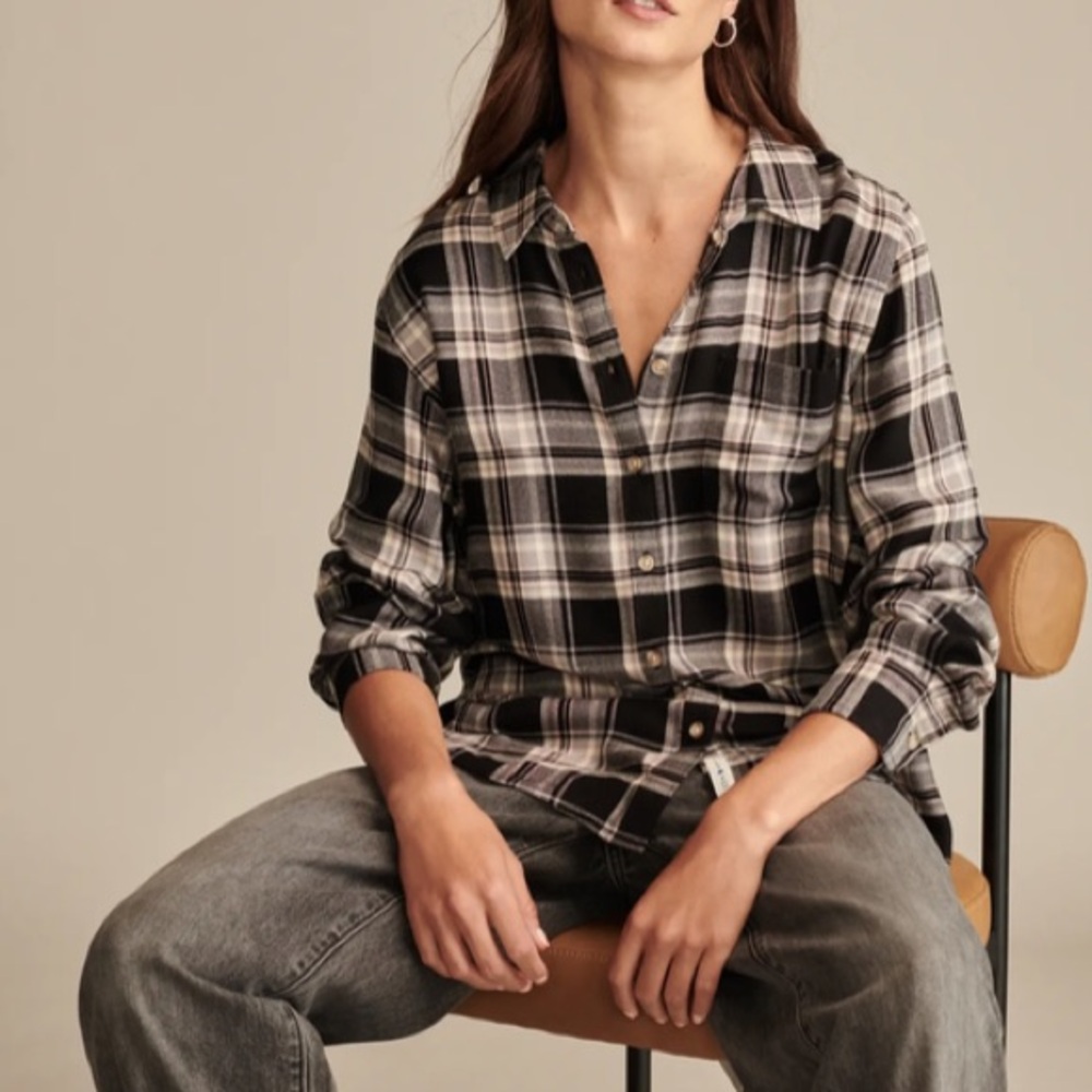Lucky Brand Cloud Plaid‎ Boyfriend Flannel